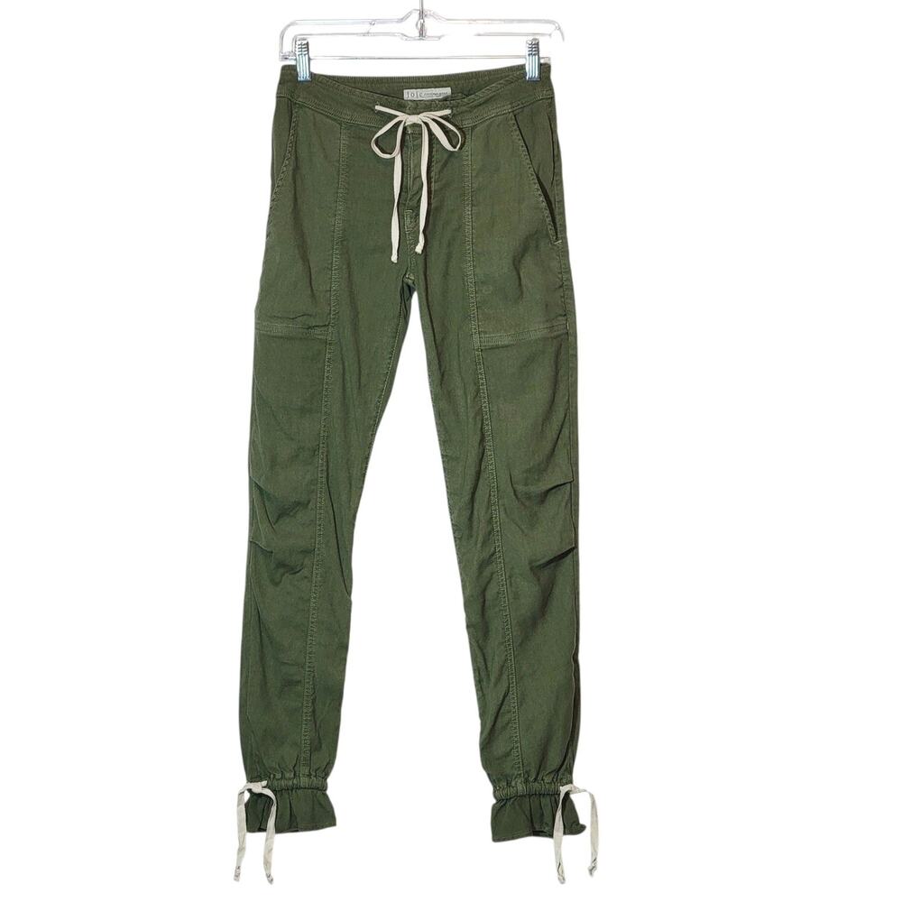 Joie Maja Green Utility Cargo Jogger Pant Ankle Cropped Linen Blend Casual 23